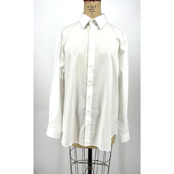 Ben Sherman Tailoring Stretch Dress Shirt White Long Sleeve Collared 17.5 - Picture 1 of 9